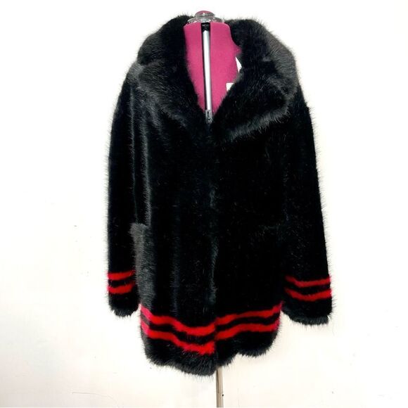 ERMANNO SCERVINO NEW Limited Rare Faux Fur Black short coat - Picture 7 of 16